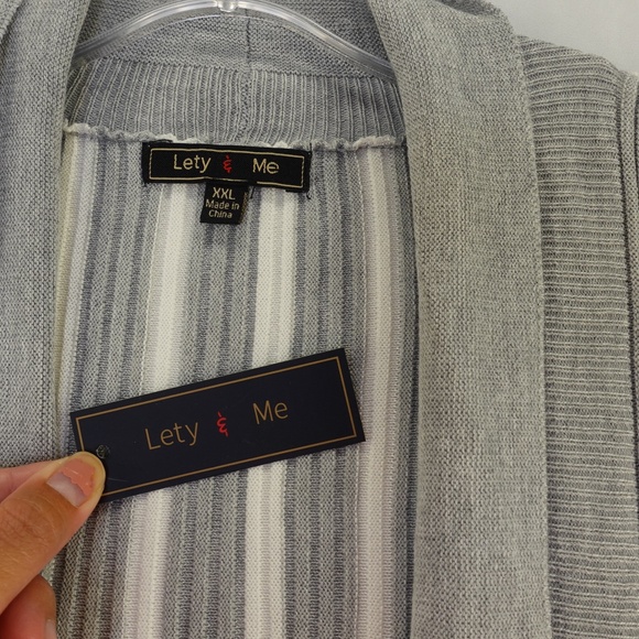 Stitch Fix Lety & Me Women's Cardigan sweater Grey white NWT size XXL - Picture 3 of 10